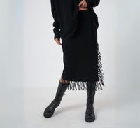 REPEAT cashmere Pull On Wool Cashmere Skirt in black - women's skirt - detail view