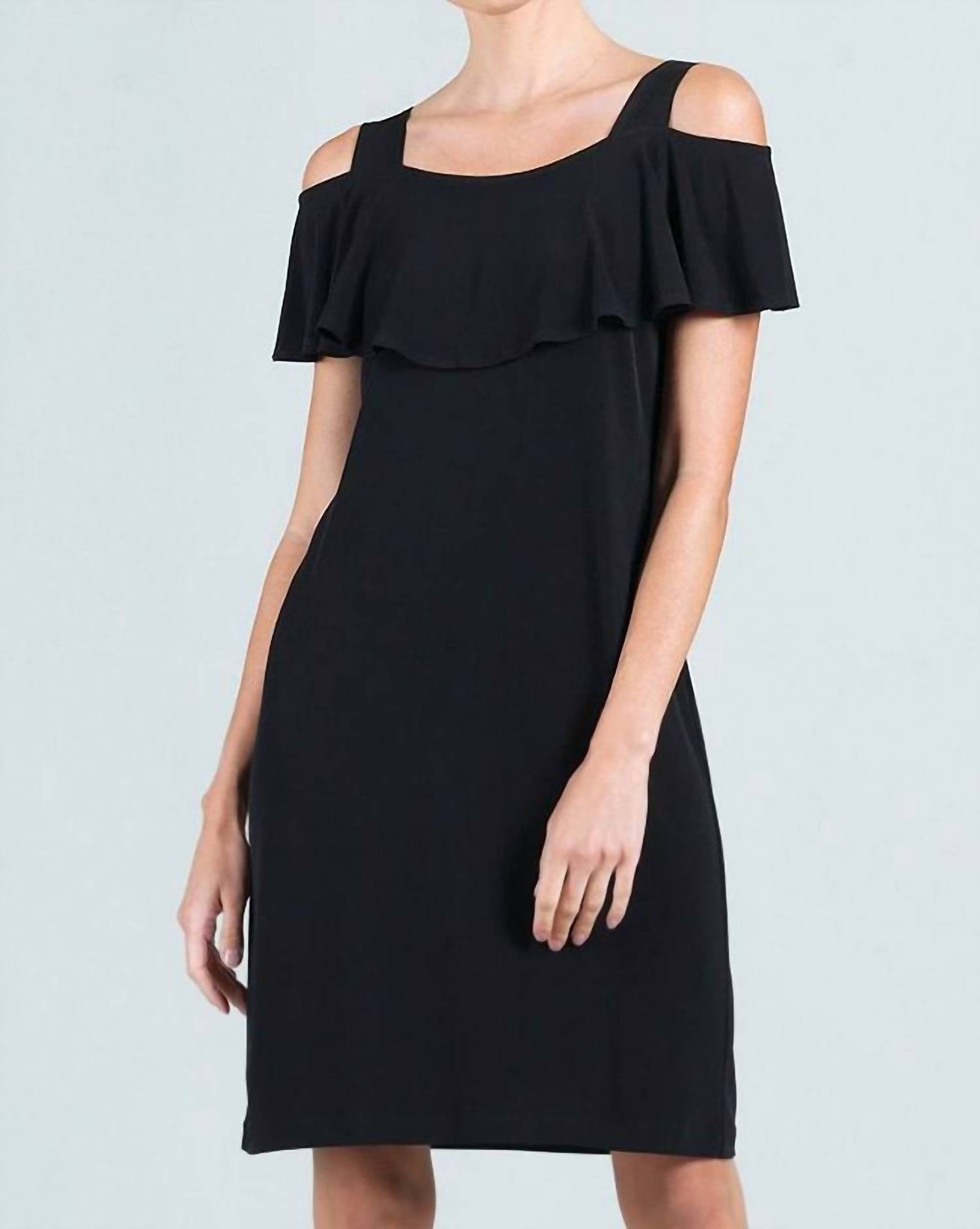 Clara Sunwoo - OPEN SHOULDER RUFFLE NECKLINE DRESS