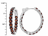Jewelit Women's Garnet Inside Outside Hoops in silver - women's jewelry - alternate view