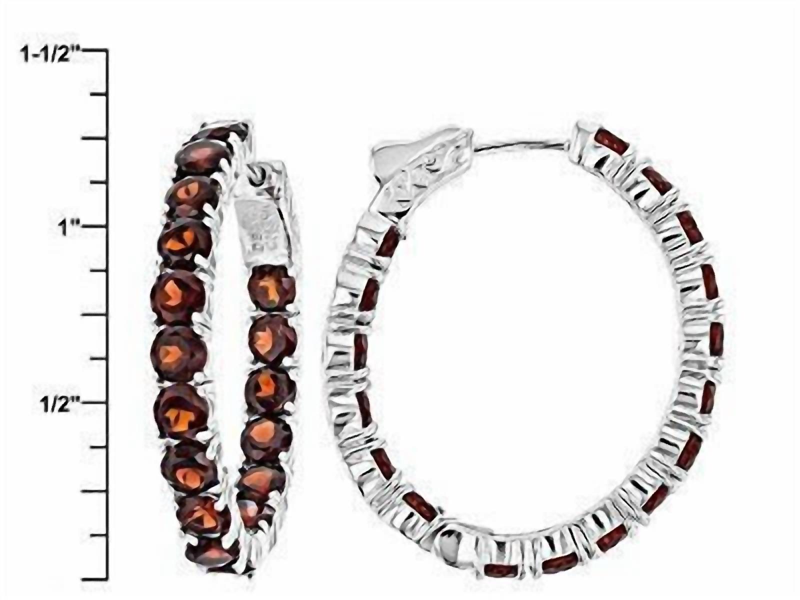 Jewelit Women's Garnet Inside Outside Hoops in silver - women's jewelry - alternate view