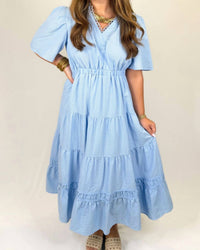 Umgee - Lace Trim Tiered Midi Dress