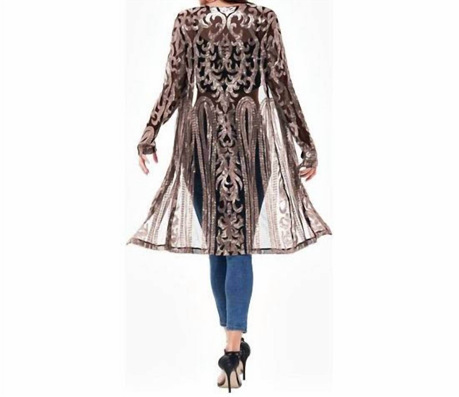 Anna-Kaci - Sequin Mesh Kimono Cardigan