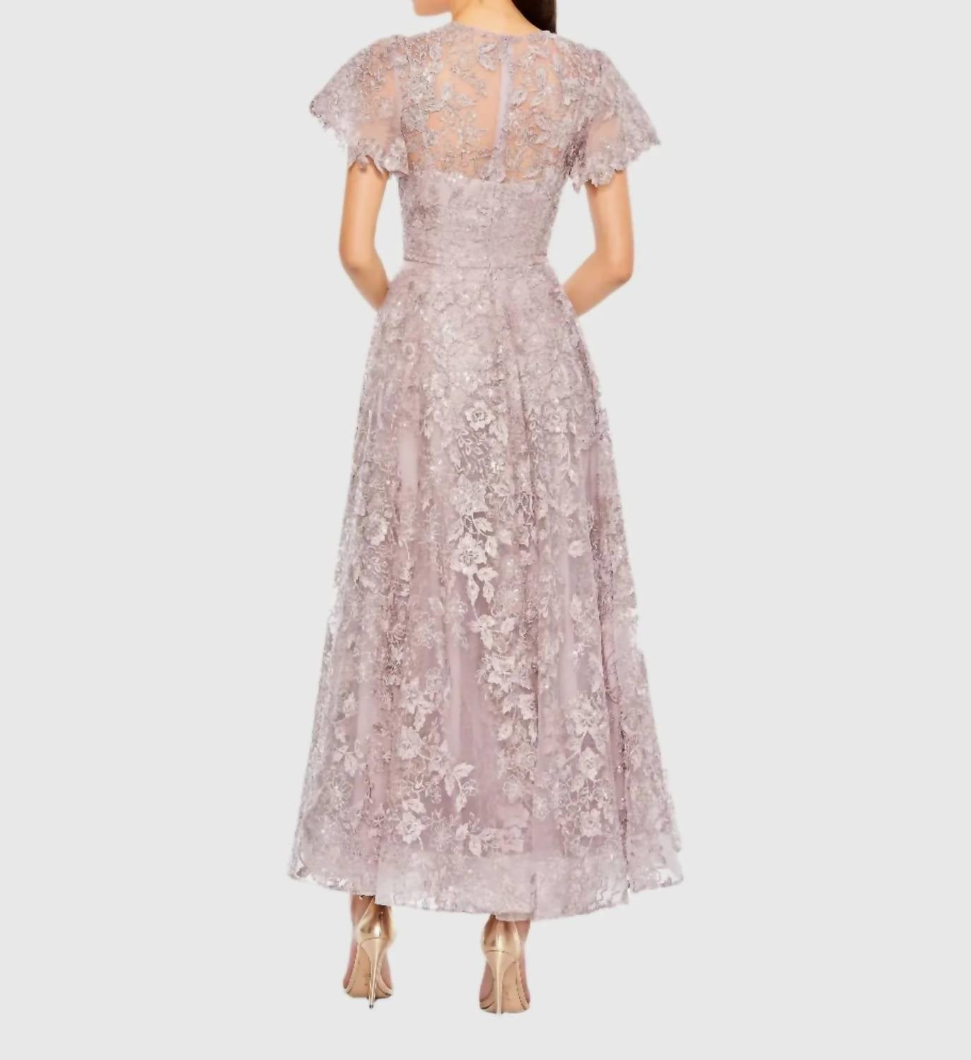 Mac Duggal - Embroidered High Neck Cap Sleeve A Line Gown