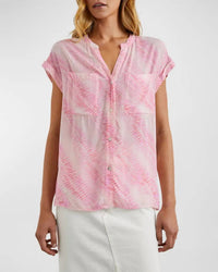 Rails Mel Button Down Top in pink - women's shirt - detail view
