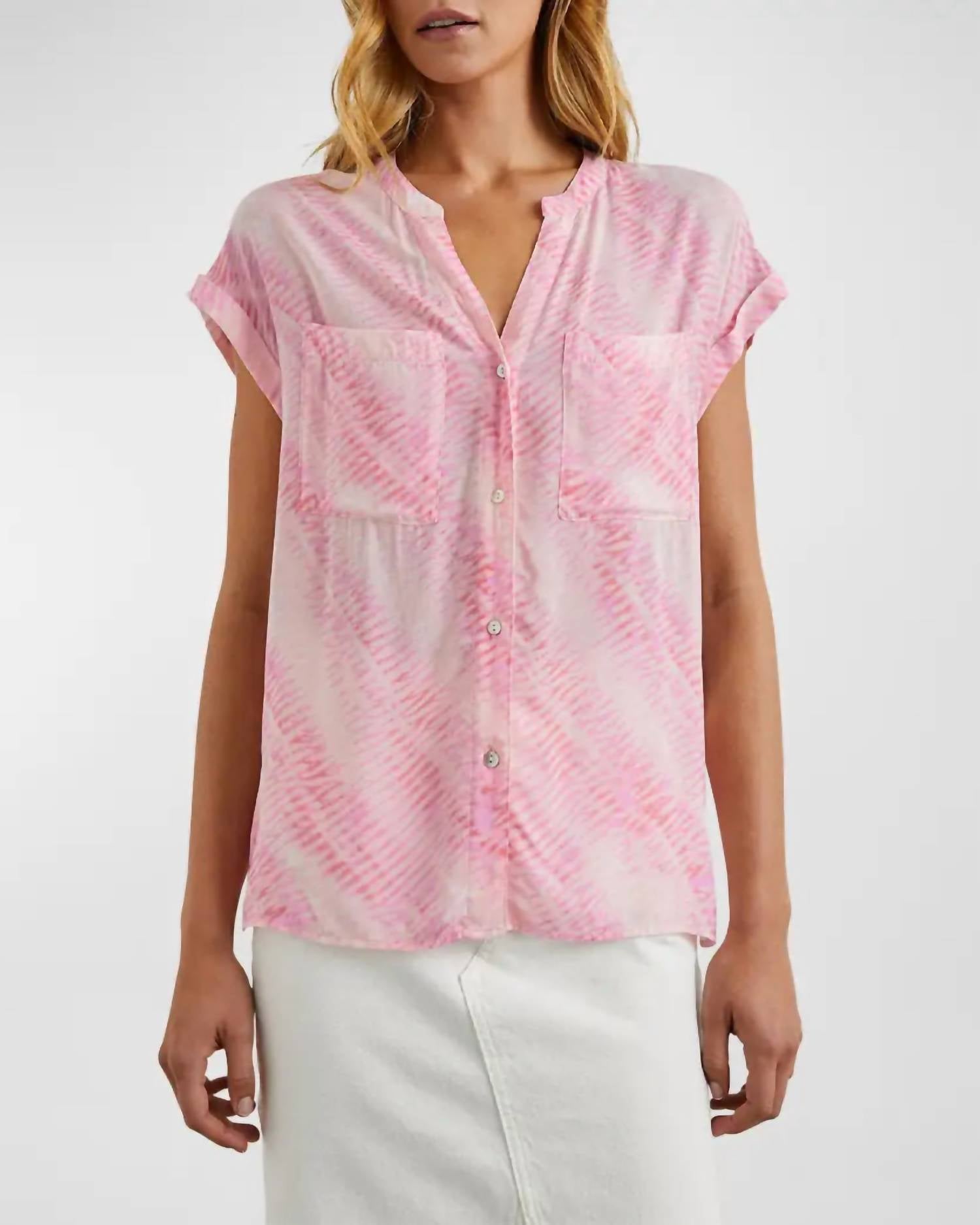 Rails Mel Button Down Top in pink - women's shirt - detail view