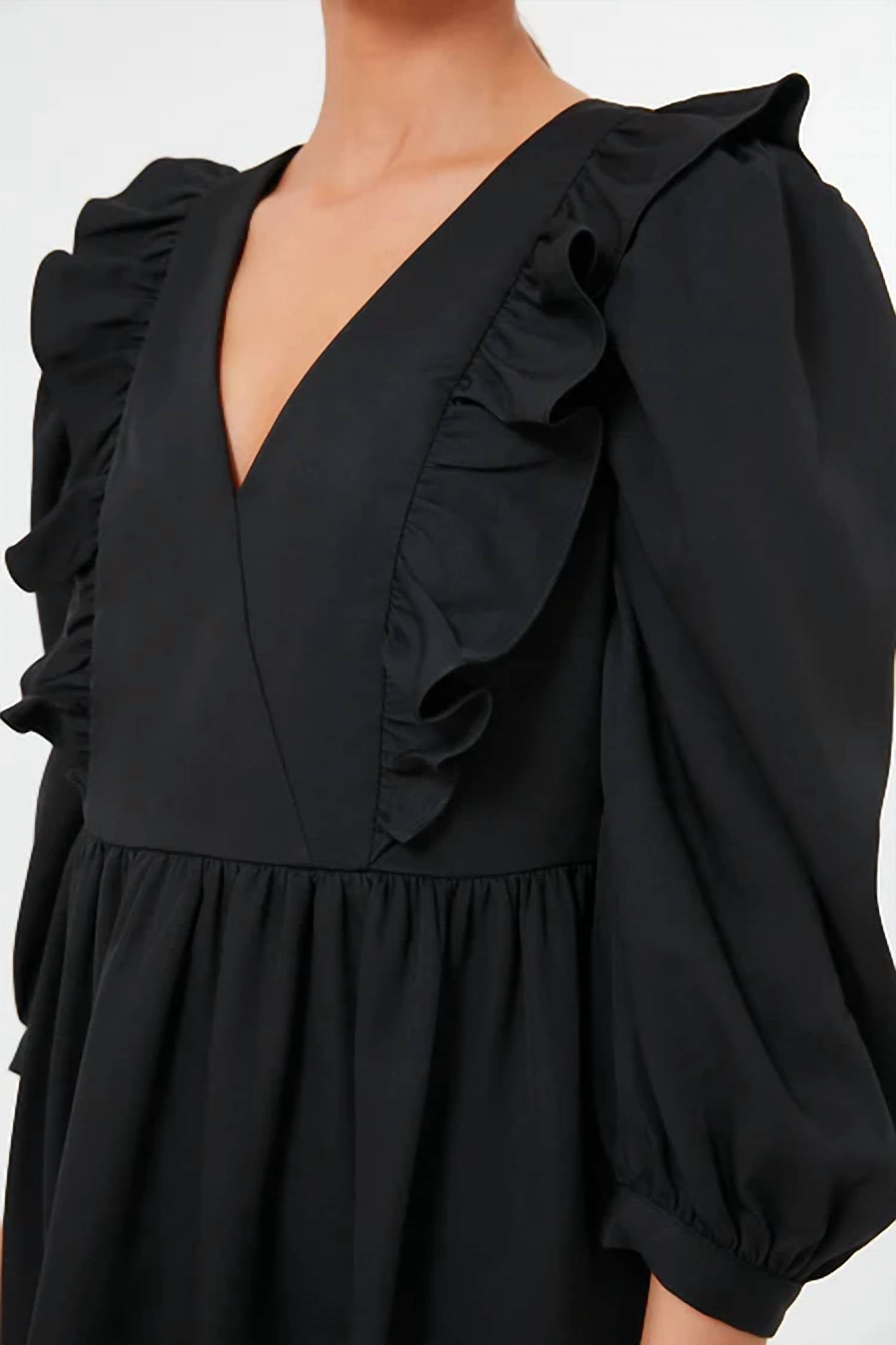 Pomander Place - Ruffle Balloon Sleeve Mini Dress