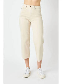 Judy Blue - High Waist Garment Dyed Crop Wide Leg Jeans