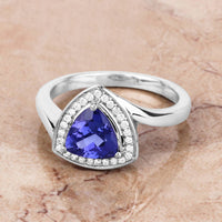 Diana M Jewels Women's Trillion Natural Tanzanite Fashion Ring (1.48 Ct) - Petite in 14k white gold - women's jewelry - detail view