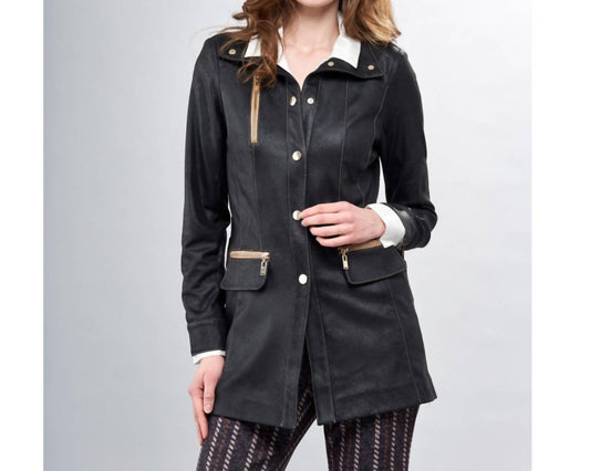 Long Vegan Jacket with Snap Front