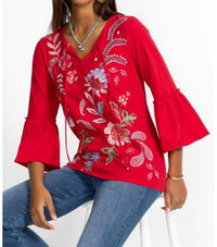 Johnny Was - FREYDE RUFFLE SLEEVE T‑SHIRT