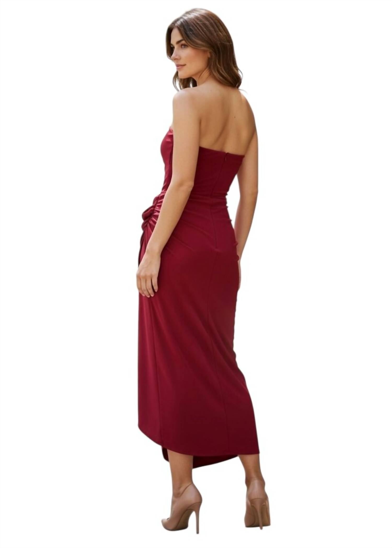 Chiara Boni - Deisette Strapless Ruched Tulip Drape With Flower Dress
