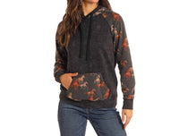 Rock & Roll Denim Contrast Sleeves Western Hoodie in black - women's top - alternate view