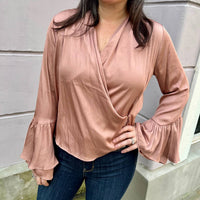 Fate - Crossover V-neck Ruffle Cuff Blouse