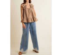 So Me - Gingham Flower Sleeve Top