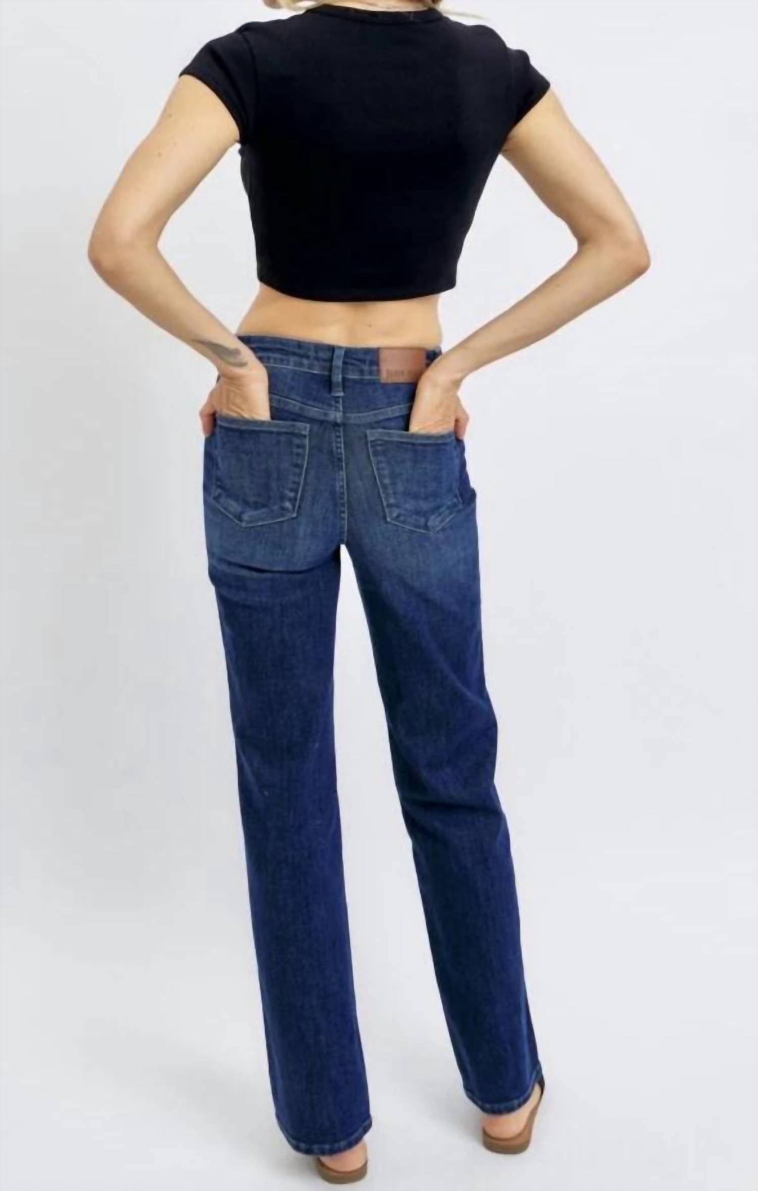 Judy Blue - Women's Dahlia Fid Rise Tummy Control Classic Straight Jeans