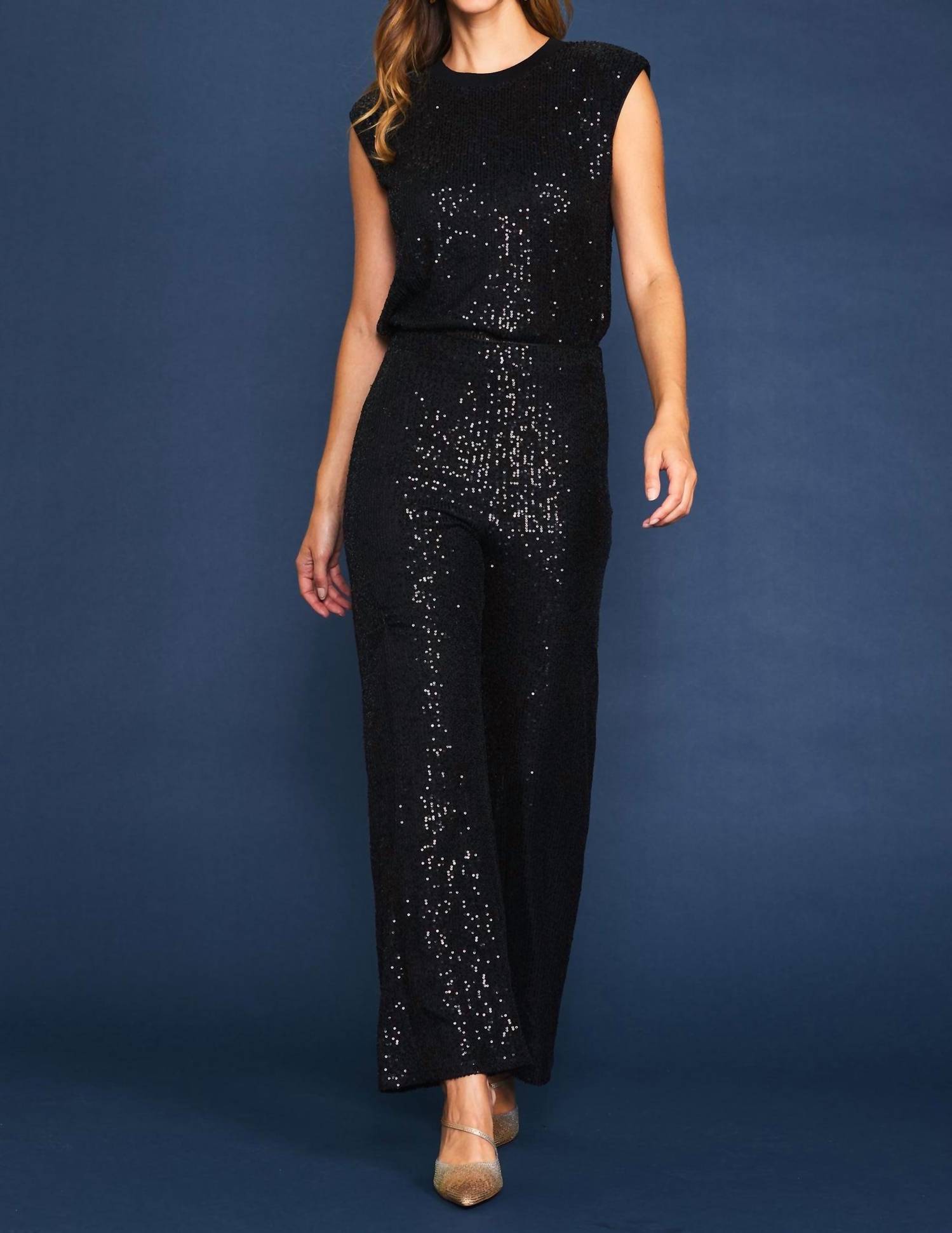 Skies Are Blue - Lara Sequin Wide Leg Pants