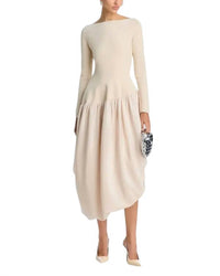 JONATHAN SIMKHAI Angela Long Sleeve Midi Dress in sand - women's dress