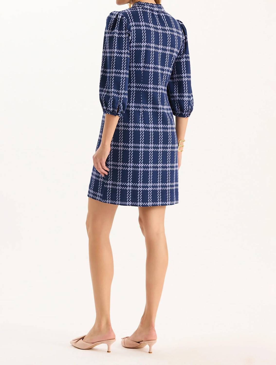 Tyler Boe Sherri Knit Dress in navy sweet lavender - women's dress - detail view