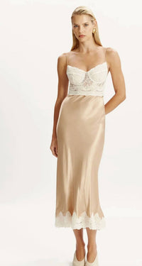 Bardot - Tzariana Satin Lace Midi Dress