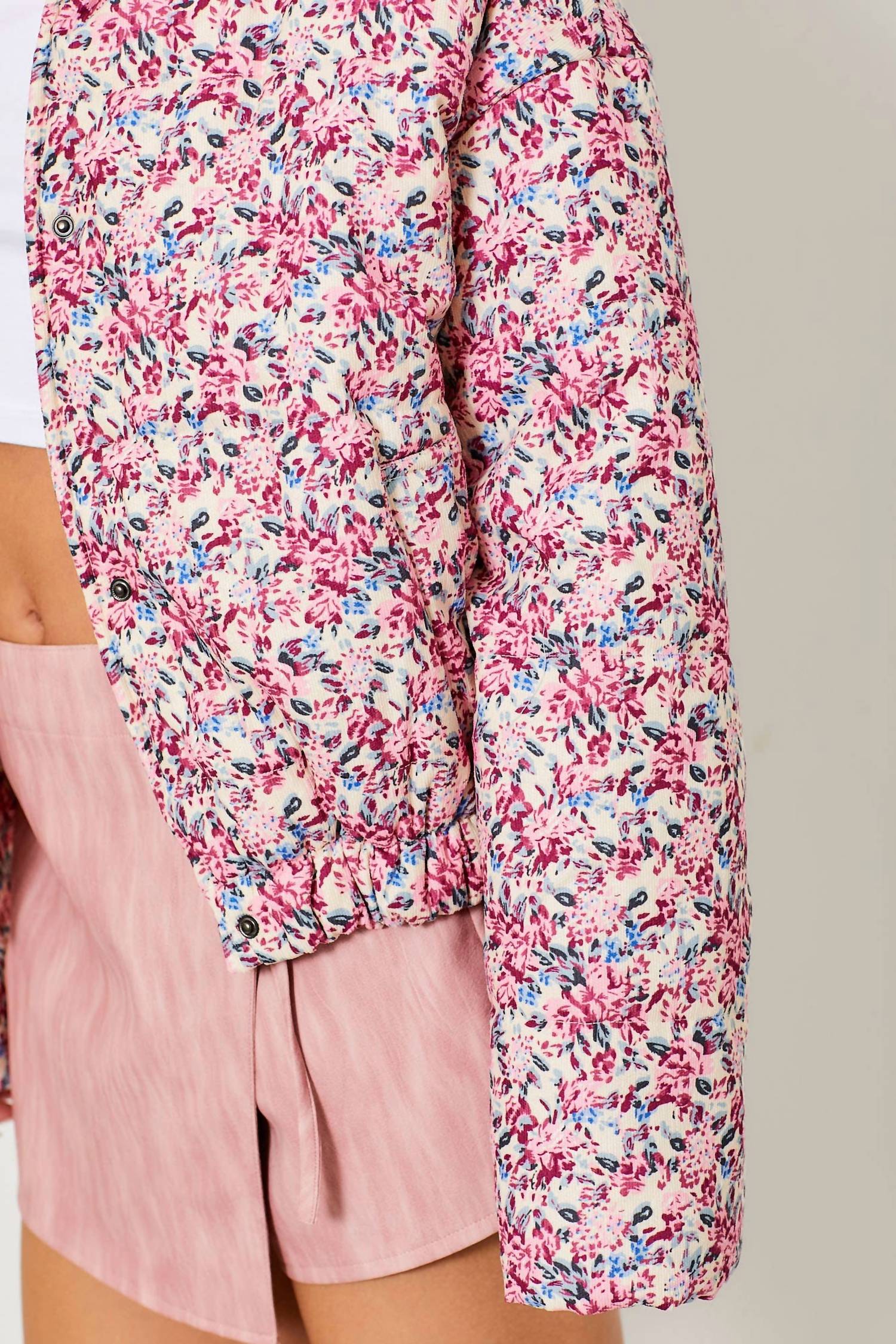 Baevely By Wellmade - Wishful Thinking Floral Puffer Jacket