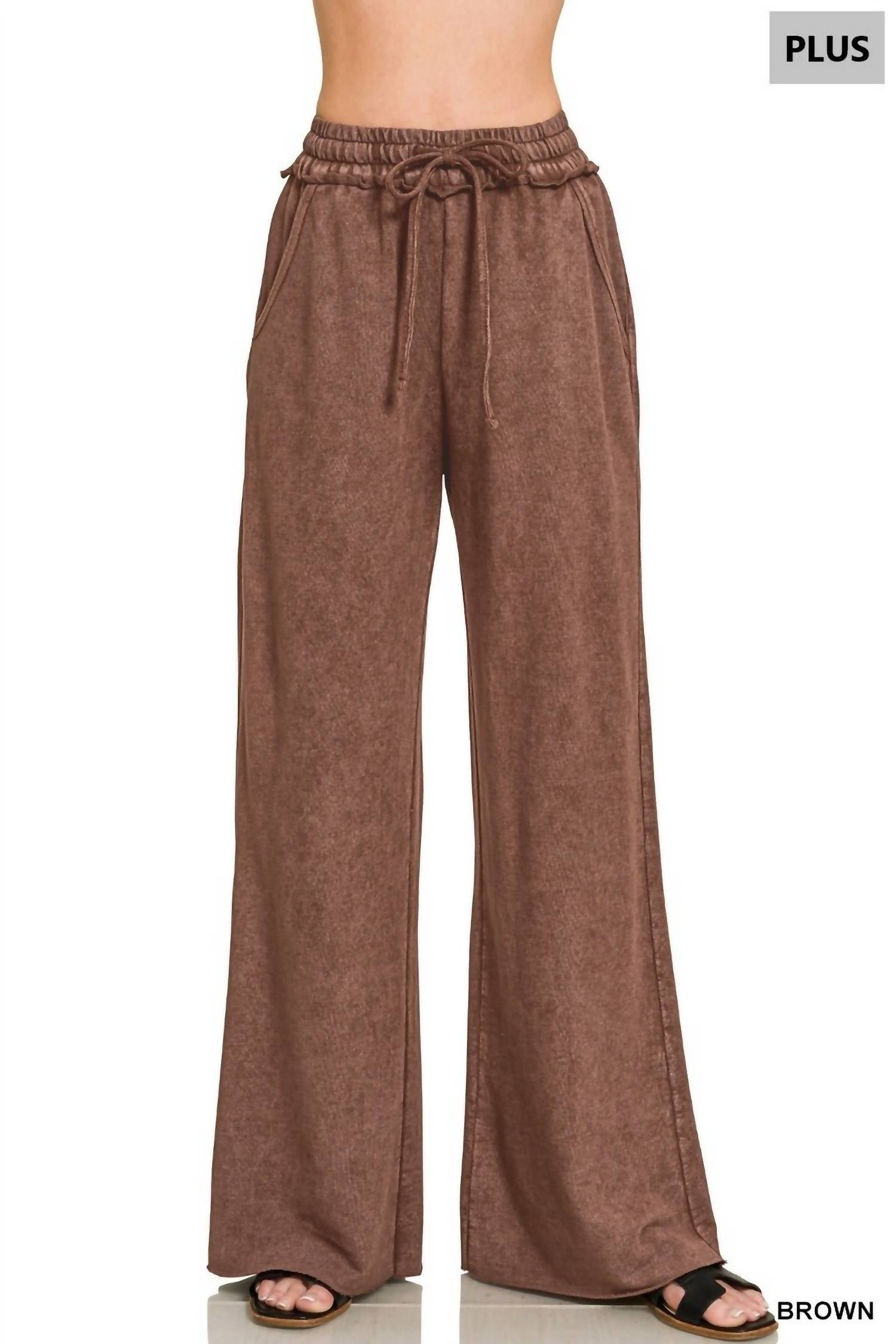 Zenana - French Terry Wide Leg Pants