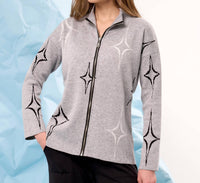 french kyss Diamond Zip Up Jacket in slate multi - women's jacket