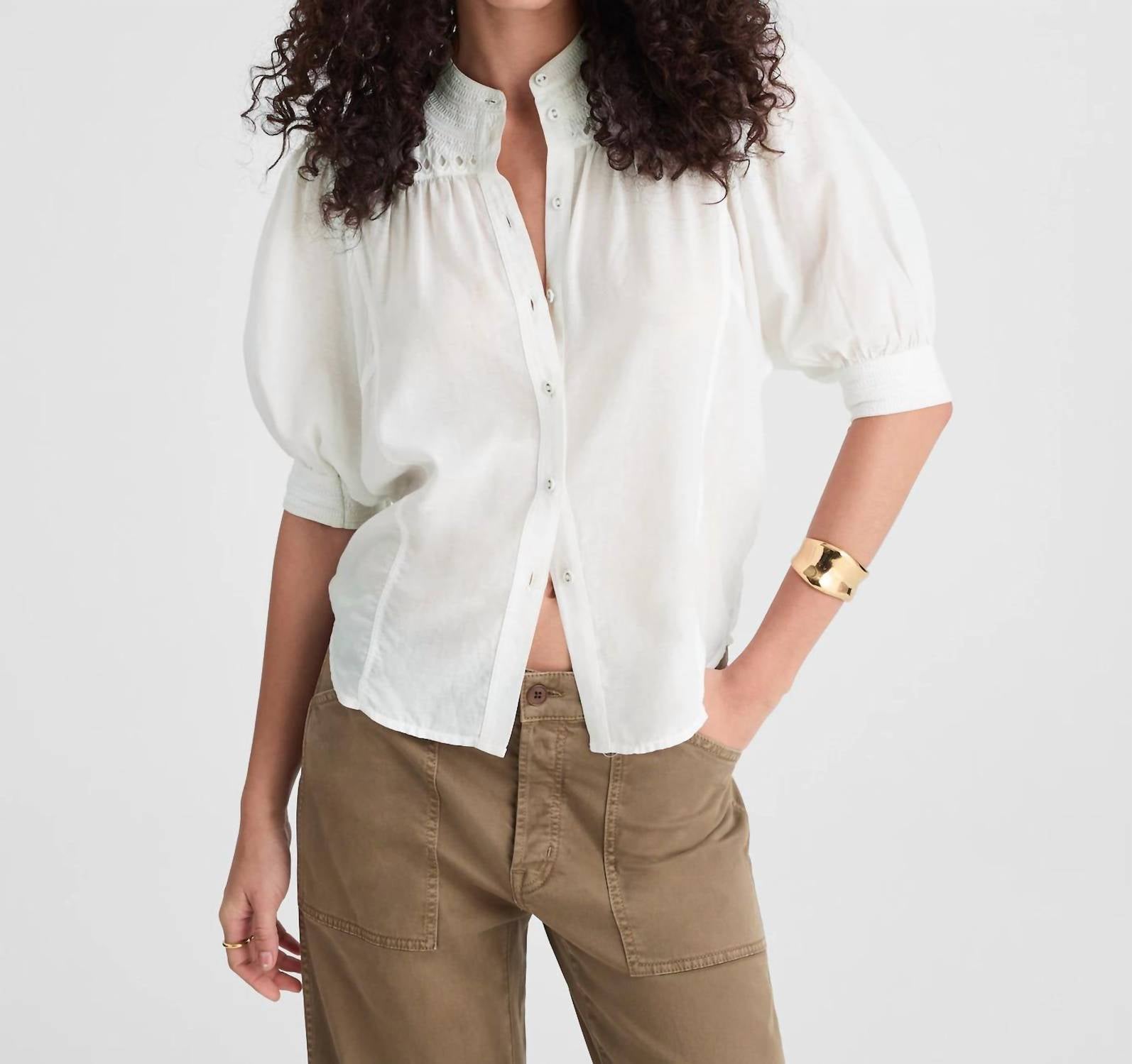 Madewell - Puff-sleeve Band-collar Shirt