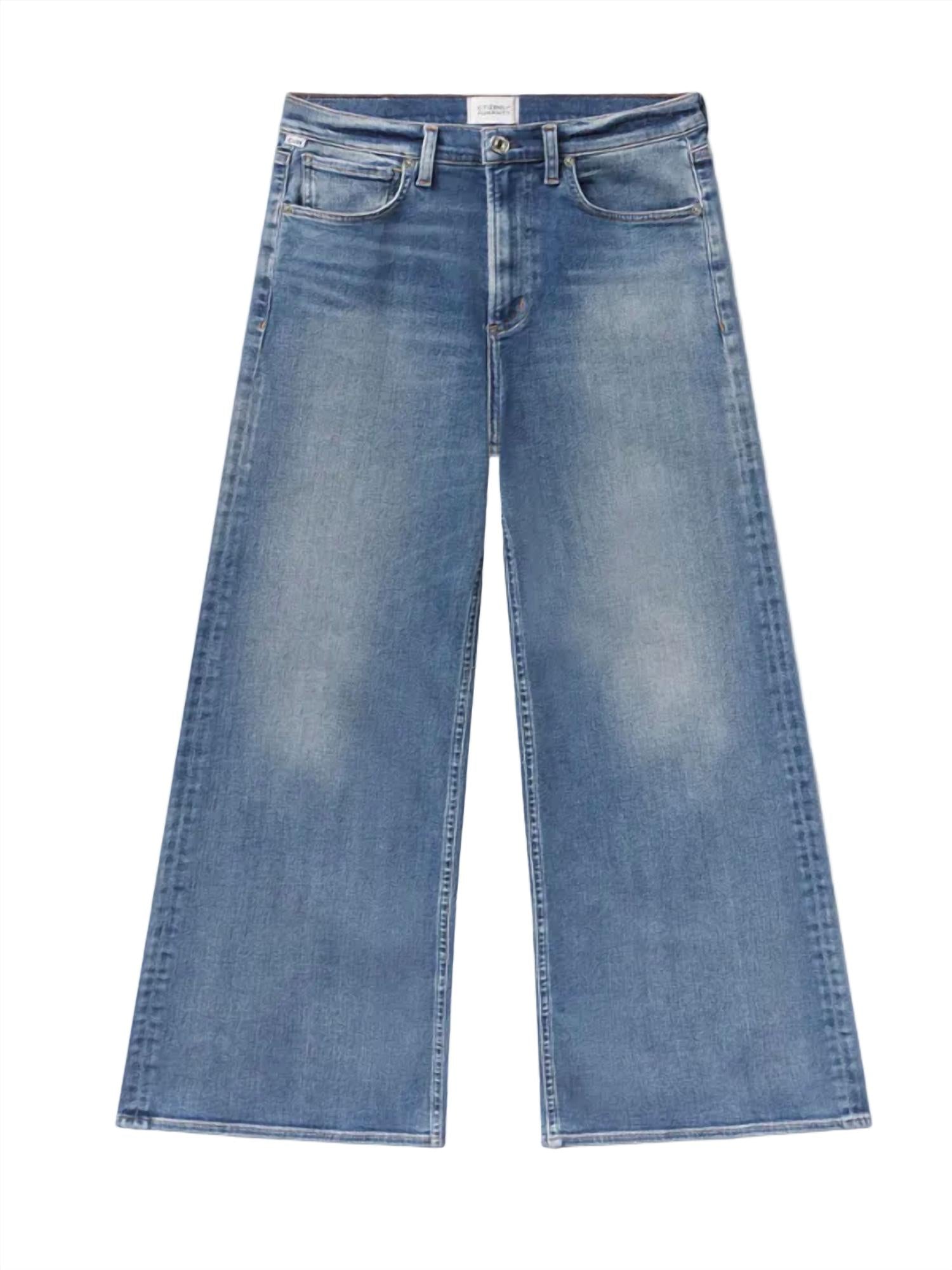 Citizens of Humanity Lyra Long Wide Leg Jeans in cooper - women's jeans - detail view