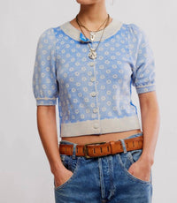 Free People Isla Pattern Cardigan in blue - women's cardigan