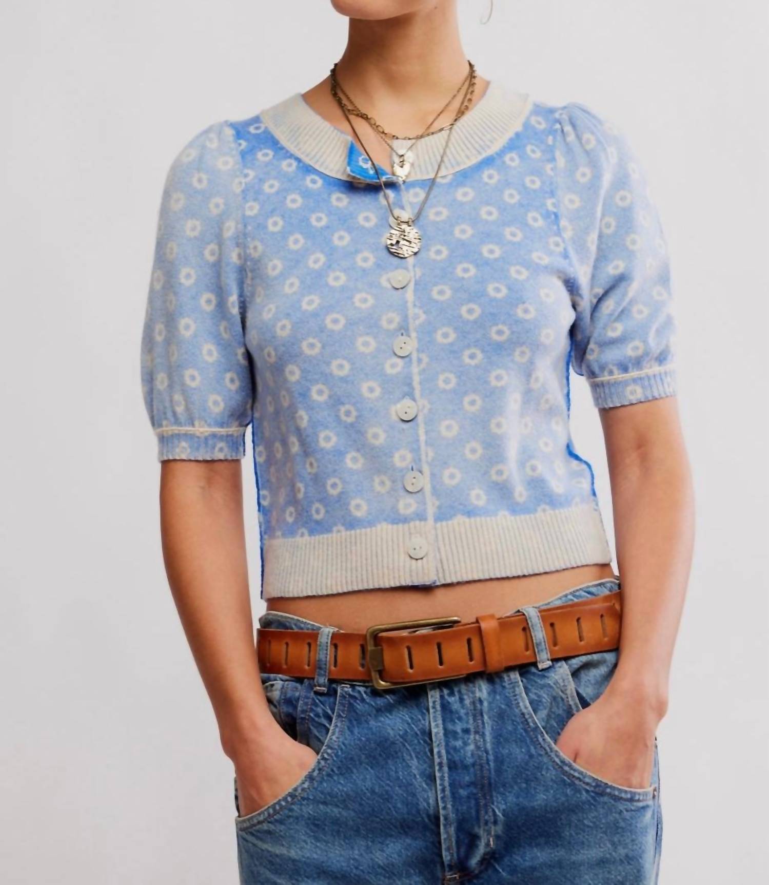 Free People Isla Pattern Cardigan in blue - women's cardigan