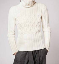Fisherman Out of Ireland Women's Cabled Polo Neck Sweater in ecru - women's sweater - detail view