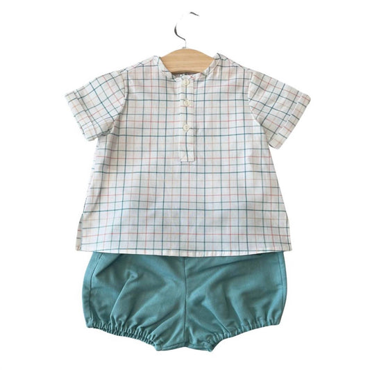 Paloma De La O - Boy's Checkered Shorts Set