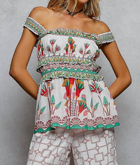Pol - Printed Ruffle Top