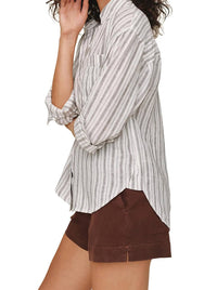 Bella Dahl - Stripe Linen Blend Button-up Top