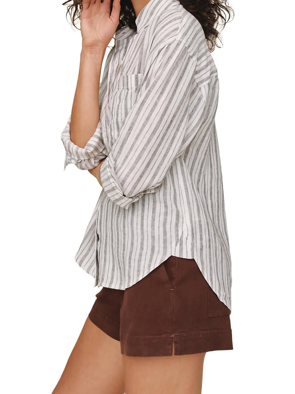 Bella Dahl - Stripe Linen Blend Button-up Top