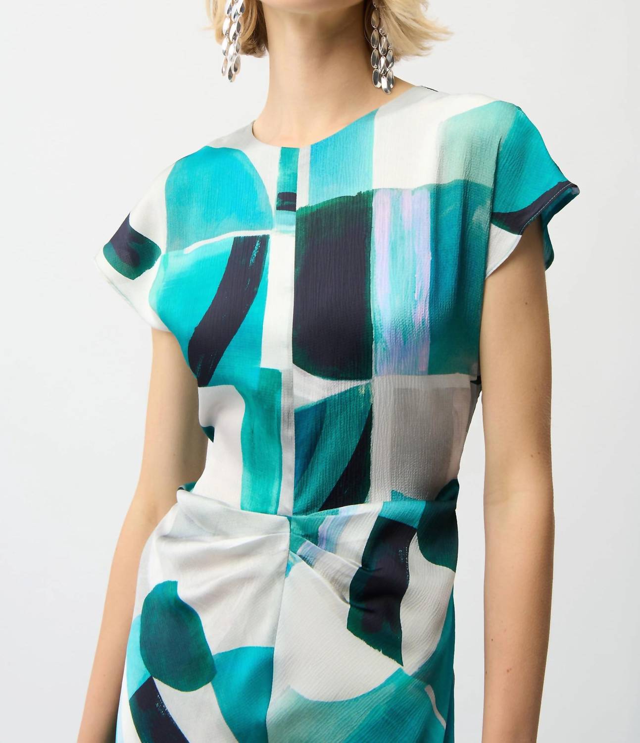 Joseph Ribkoff - Geometric Print Satin Midi Dress