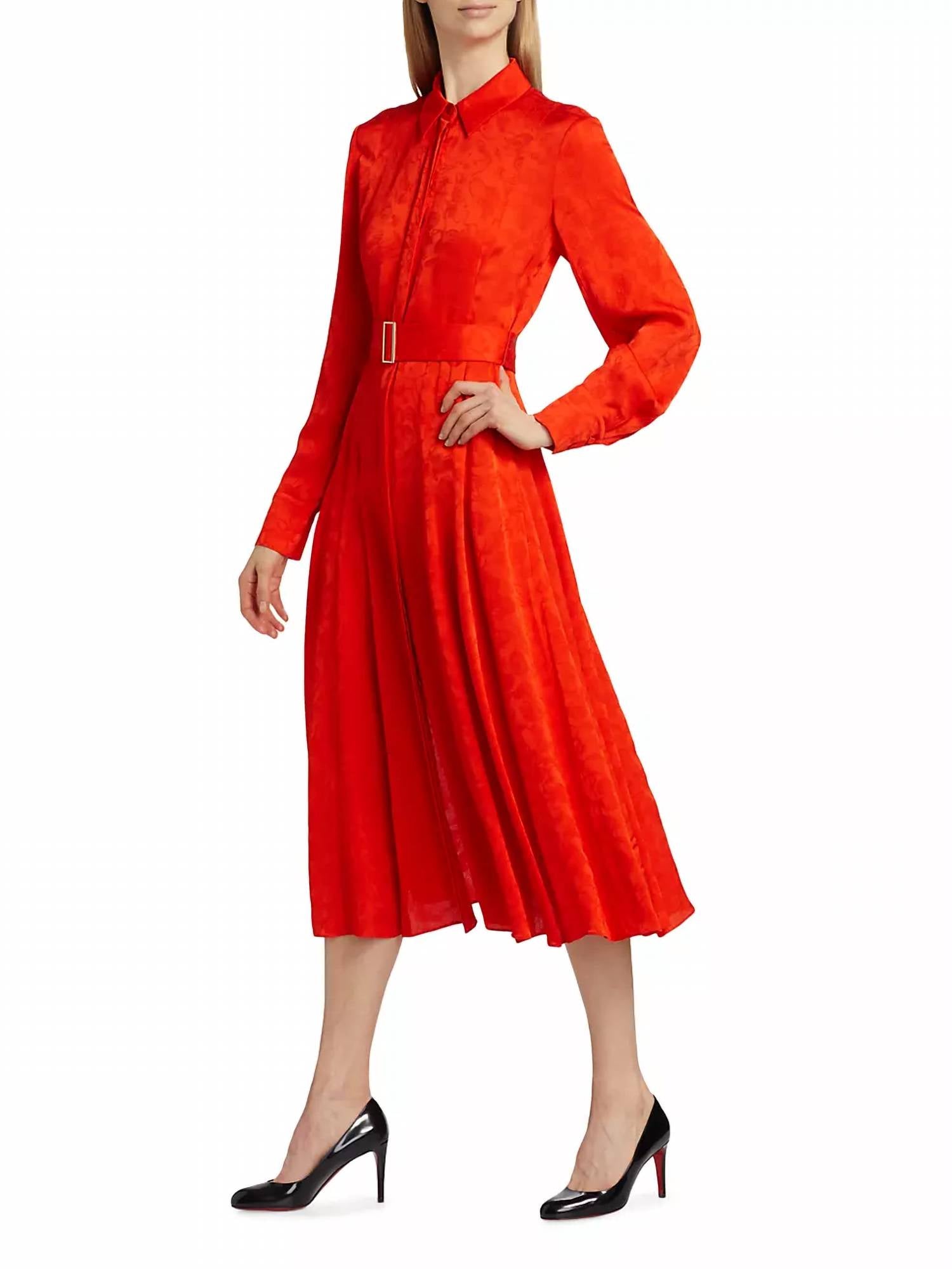 Jason Wu - Long Sleeve Pleated Shirtdress With Belt