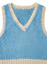 ee:some Women's Lined V-neck Sweater in blue oat - women's sweater - detail view
