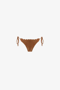 Luli Fama Cosita Buena Wavey Brazilian Ruched Tie Side Bikini Bottom in brown - women's swimwear - alternate view