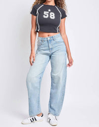 Ymi - Relaxed Fit Detailed Barrel Rigid Jeans