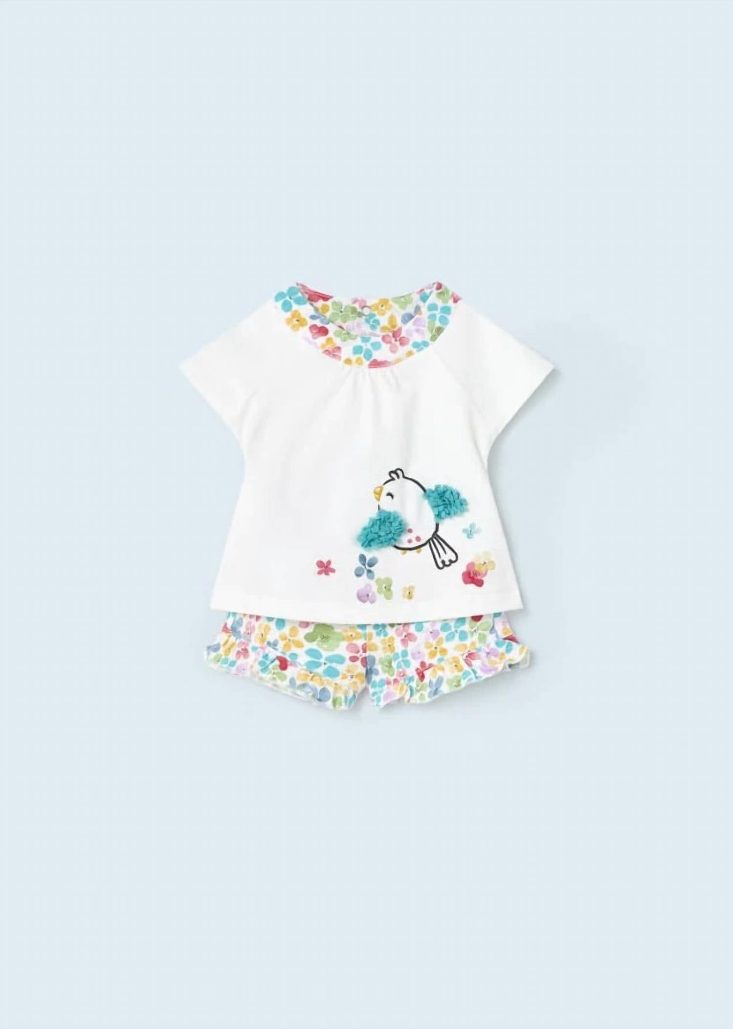 Mayoral - Girl's Bird Tee With Floral Short Set