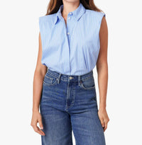 Habitual SLEEVELESS SHOULDER PAD SHIRT in blue - women's t-shirt