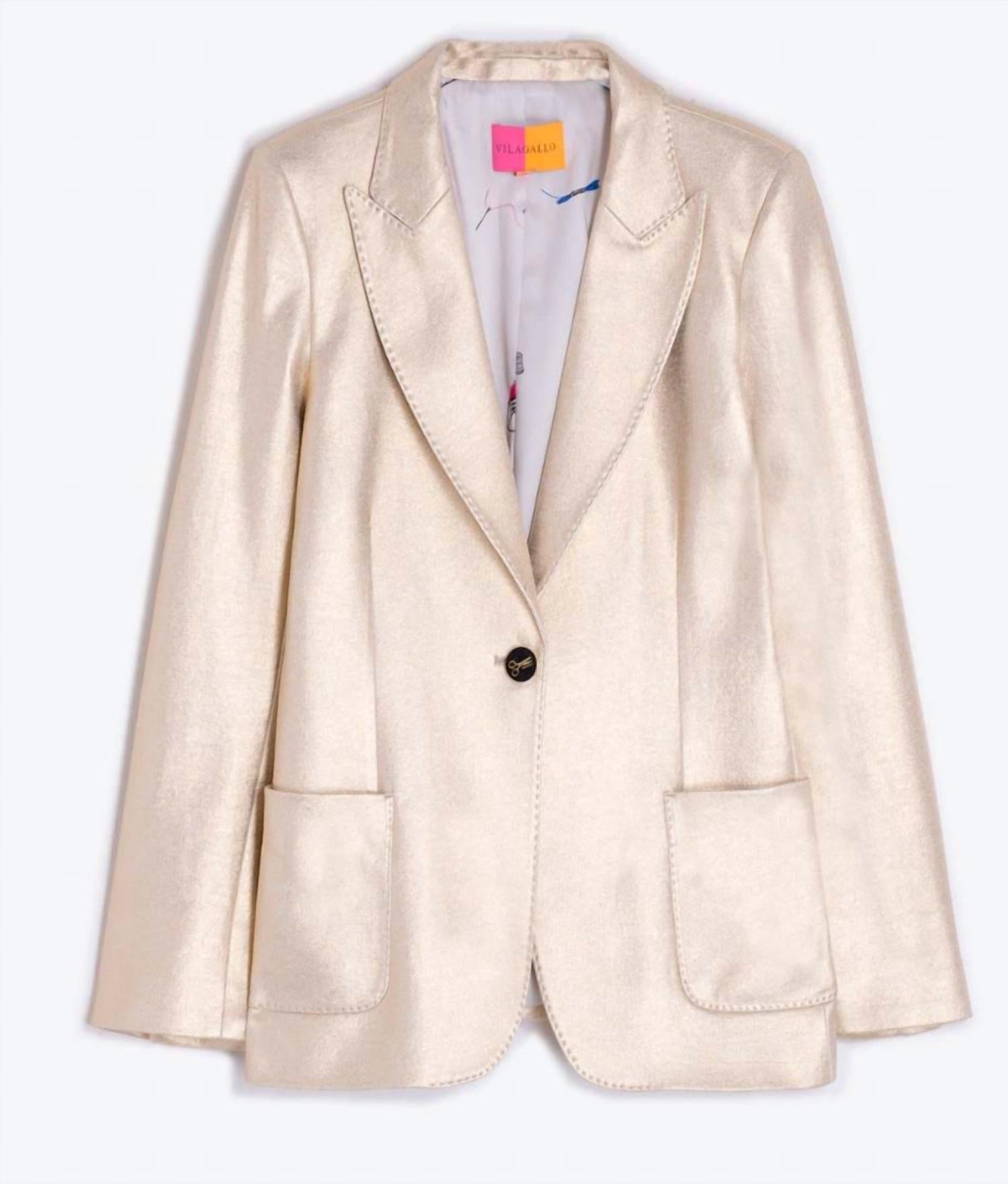 Vilagallo Hillary Stretch Blazer in gold - women's jacket - alternate view
