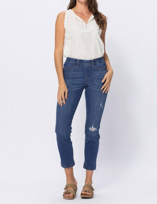 Judy Blue - Distressed Boyfriend Pull-on Jeans