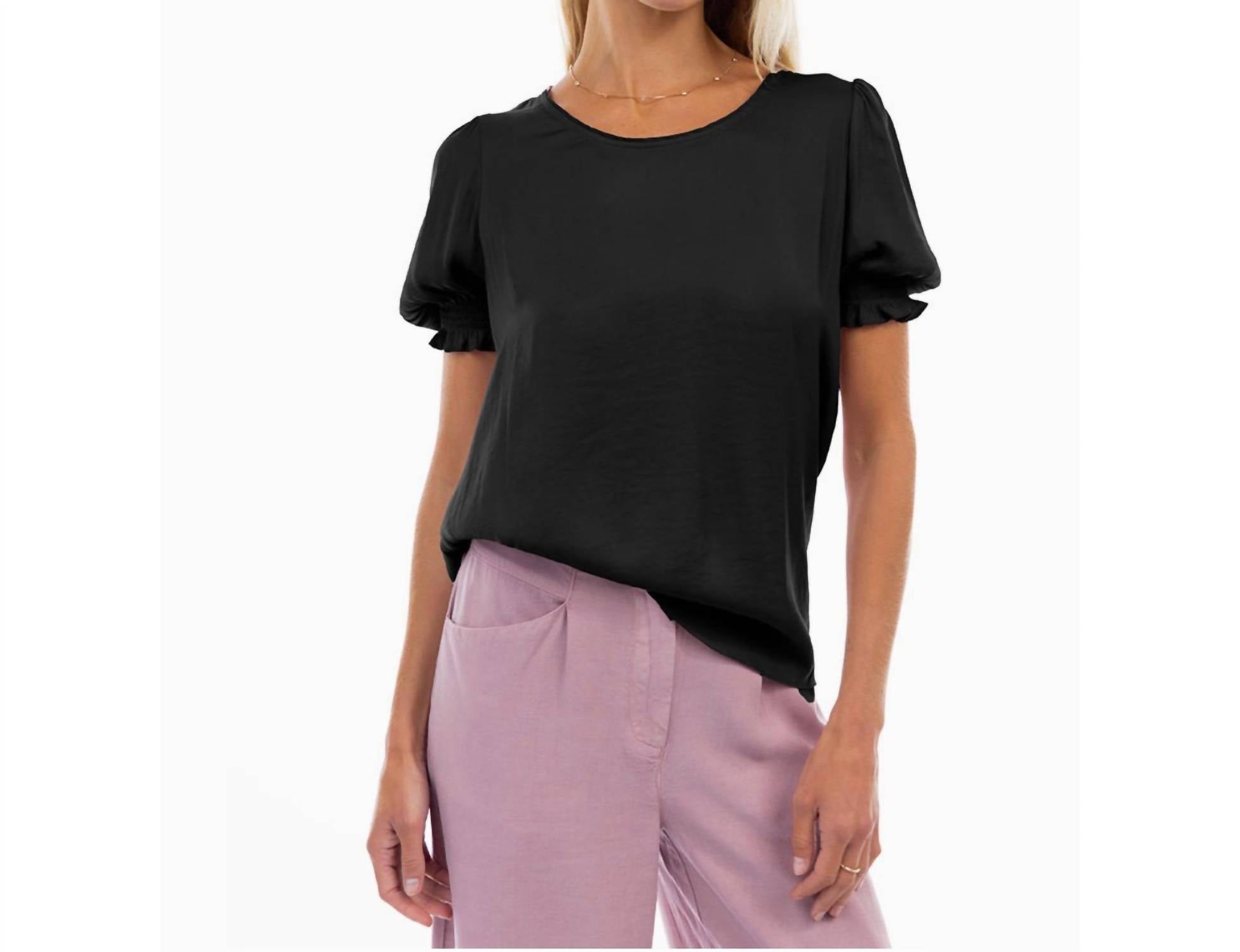 Naked Zebra - Crew Neck Satin Blouse