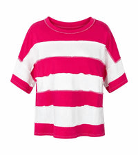 Zenana - Women's French Terry Striped Exposed Seam Top