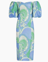 Rhode - Karima Short Puff Sleeves Midi Dress