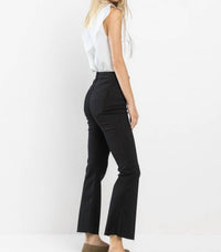 sneak peek High Rise Cropped Kick Flare Pants in black - women's pants - view 4