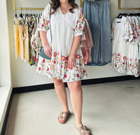 Anniewear - Women's Floral Embroidered Babydoll Dress