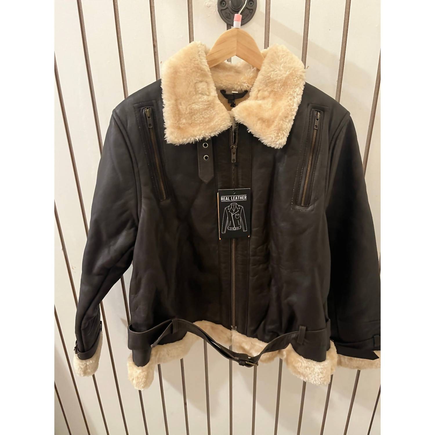 Angel - Women's Genuine Leather Sherling Jacket